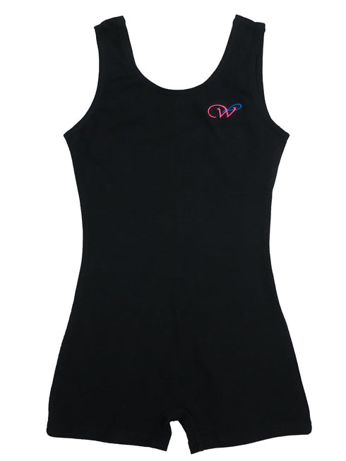Girls Black Cotton One-Piece Gymnastic Training Leotard 9M-8 - SophiasStyle.com